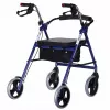 Rollator met vier wielen en zitting, blauw/zwart