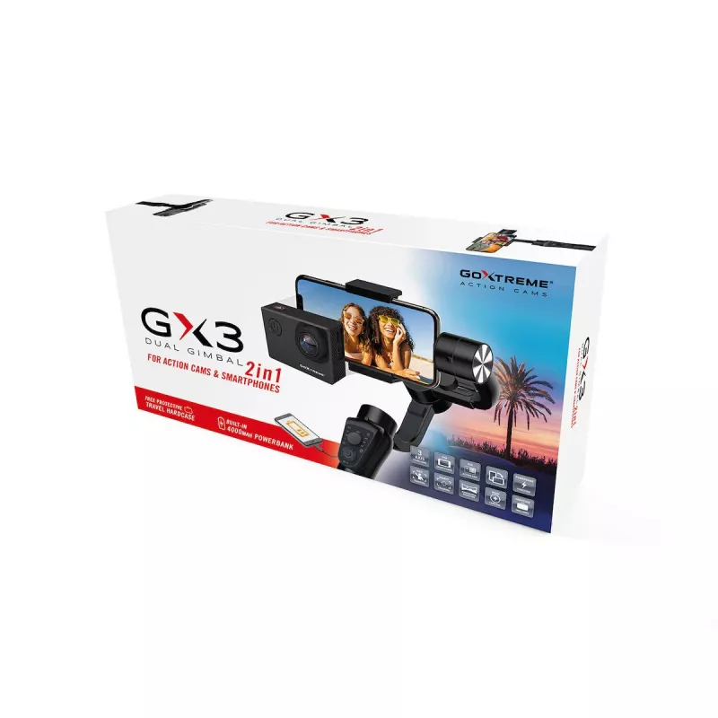 GoXtreme GX3 55243 3-assige gimbal-stabilisator, lichte handheld voor camera's en actiecamera's