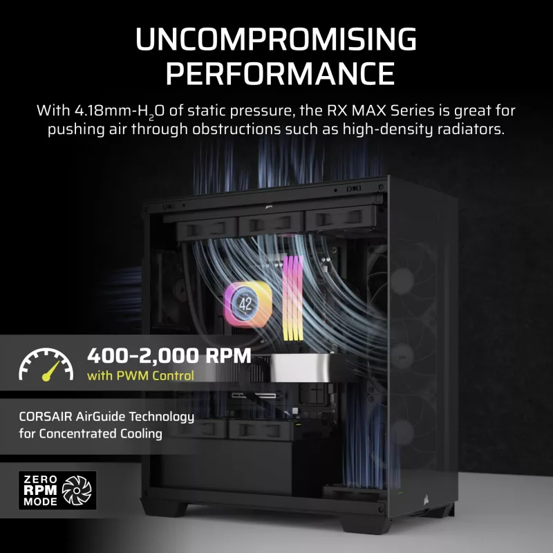 Corsair iCUE LINK RX120 MAX 120mm behuizingsventilator - zwart
