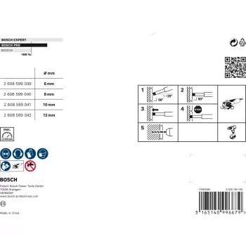 Bosch HSS Twist Drill Bits Cobalt sets, snijder, hardkeramiek, tegel, 1,2 cm, Bosch, zilver, 4 stuks