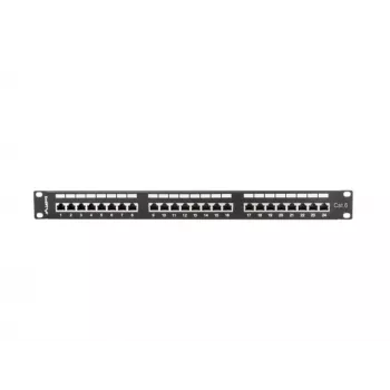 Patchpanel 1U LANBERG PPS6-1024-B, 24-poorts Cat6, metaal, zwart, 442×114,5×44,5 mm