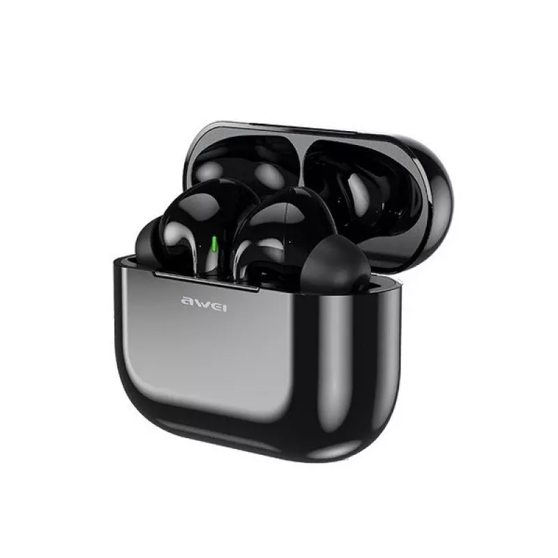 AWEI Bluetooth 5.0 T29 TWS-hoofdtelefoon + oplaadstation zwart/zwart