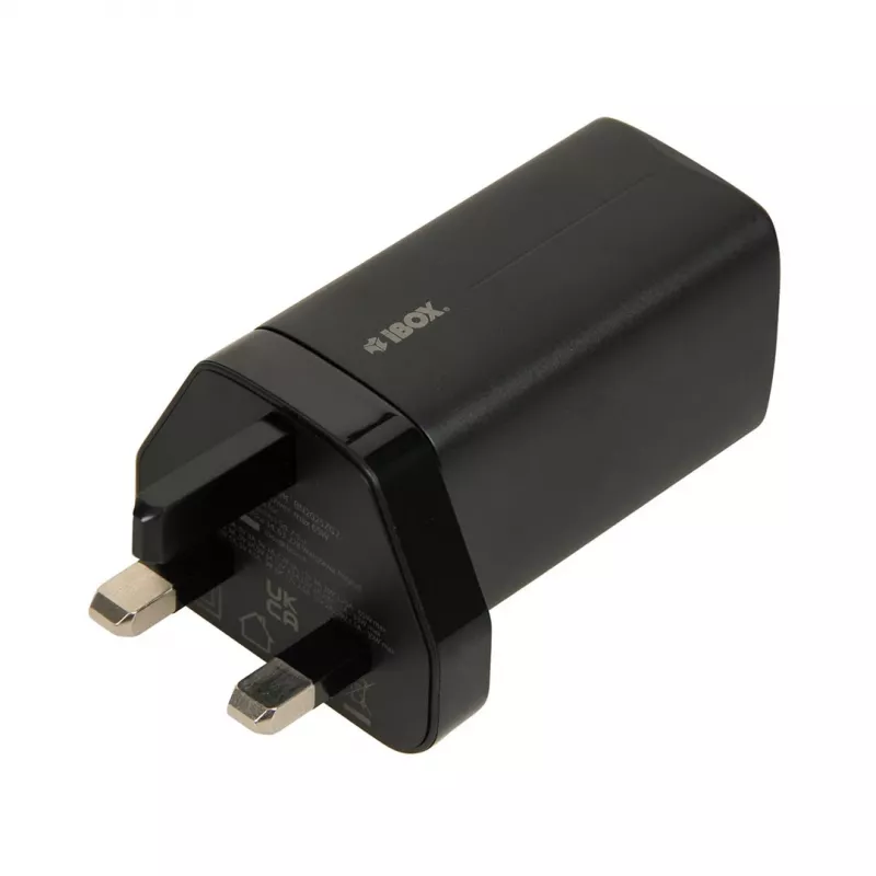 iBOX C-65 zwart, universele GaN-65W-oplader met UK-stekker
