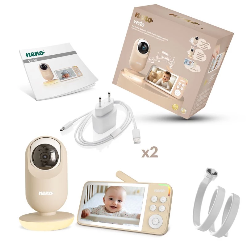 Vedo cream elektronische babyfoon met draadloze ontvanger