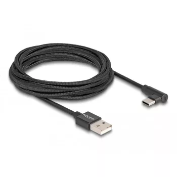 DeLOCK USB 2.0-kabel Type-A stekker naar USB Type-C stekker haaks 3 m zwart
