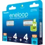 Oplaadbare batterijen Panasonic Eneloop AA 2000 mAh (4 stuks) en AAA 800 mAh (4 stuks), Ni‑MH, 1,2 V, 8 stuks