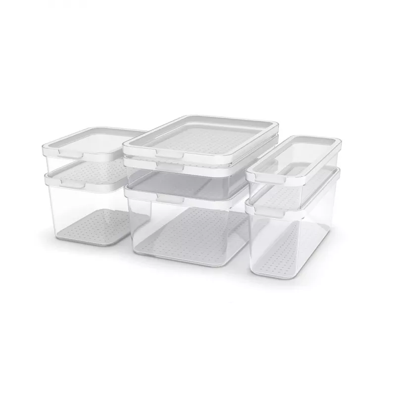 Voedselcontainer rotho 1053201100 rechthoekig 1,2 l transparant wit, technopolymeer, vaatwasserbestendig