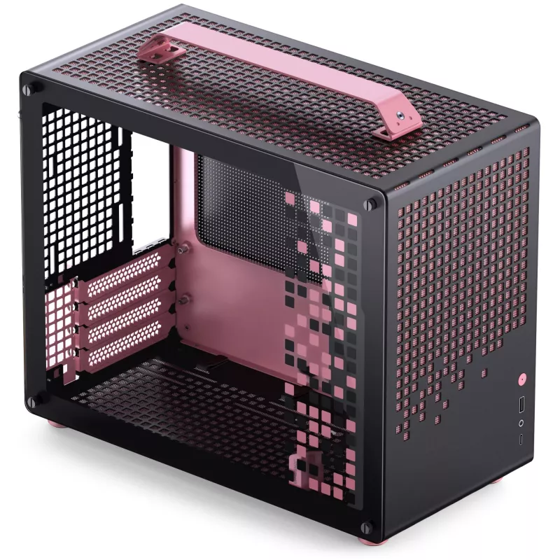Jonsplus MATX handle case Z20 zwart-roze – mini/micro/flex-ATX behuizing met draaggreep