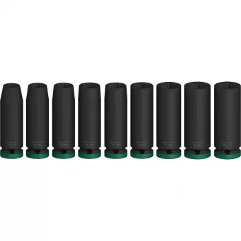 Bosch PRO 1/2 inch 9-delige dopsleutelset, diepe zwarte dopsleutels