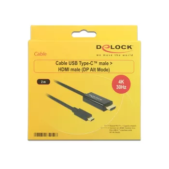 Videokabel-adapter DeLOCK 85259 USB Type-C naar HDMI 2 m zwart