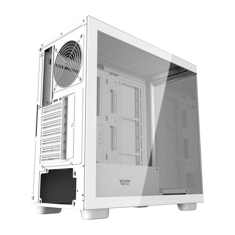 Computerbehuizing DarkFlash DS900G wit — mid-tower, gehard glas, geen ventilatoren
