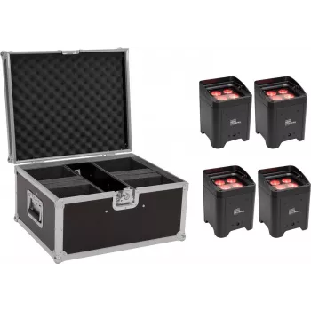 LED-accu verlichtingsset EUROLITE AKKU UP-4 Entry QCL Spot 4x — compacte oplaadbare spot-schijnwerpers