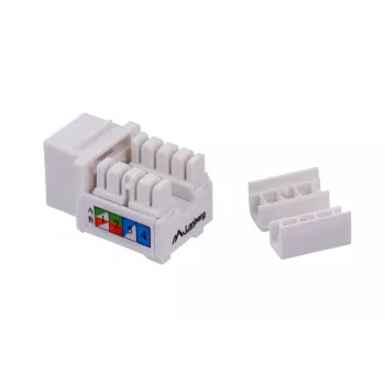 Keystone-module LANBERG KSU6-1090, Cat6 U/UTP plat, RJ-45 stekker naar LSA-bus, AWG 22/26, 14.5×16.1 mm, wit