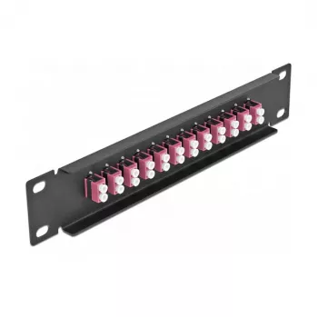 Glasvezel patchpaneel DeLOCK 10 inch 12 poorten LC duplex violet 1U zwart