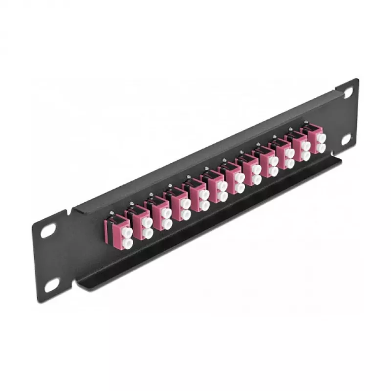 Glasvezel patchpaneel DeLOCK 10 inch 12 poorten LC duplex violet 1U zwart
