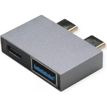 ROLINE USB 3.2 Gen 2-adapter, 2x USB Type-C - 1x Type-A + 1x C, ST/BU, zilverkleurig (12.03.2946)