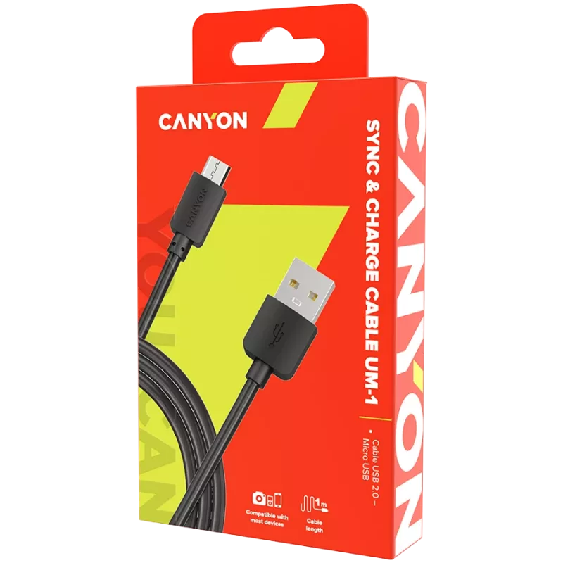 CANYON Kabel UM-1 MicroUSB 5W 1m Zwart