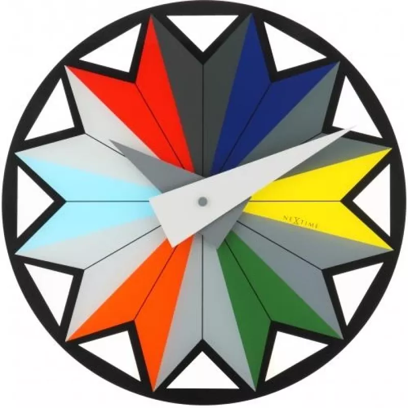 NeXtime klok 8163 Circus, Ø43 cm, wand, zwart/meerkleurig