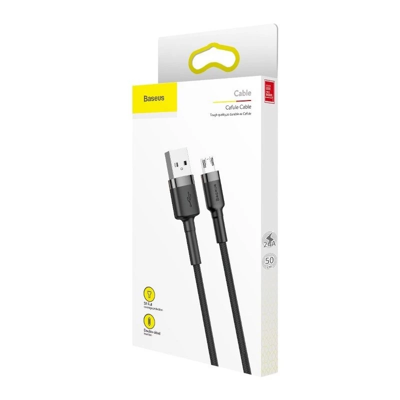 Baseus Cafule 2.4A 1m Micro-USB-kabel (grijs/zwart)