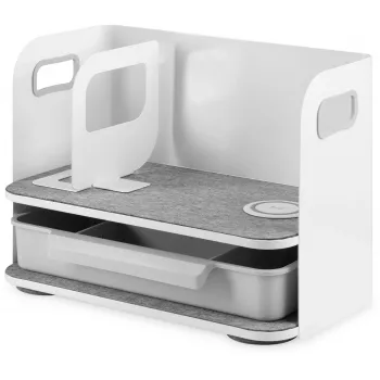 Digitus desktop-organizer met Qi-oplader staal grijs wit 1 lade