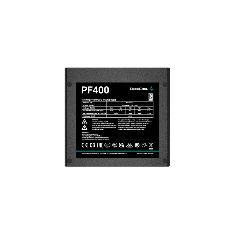 Voeding DeepCool PF400 400W, ATX, zwart