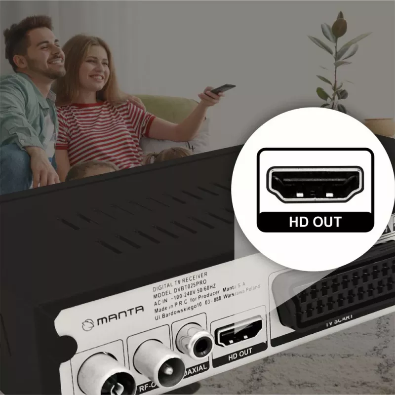 Digitale tv-receiver MANTA DVBT025PRO DVB-T2 full-hd-ondersteuning USB-opname