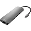 Sharkoon USB 3.0 Type-C combo-adapter interfacekaarten/adapters HDMI, RJ-45, USB 3.2 Gen 1 (3.1 Gen 1)