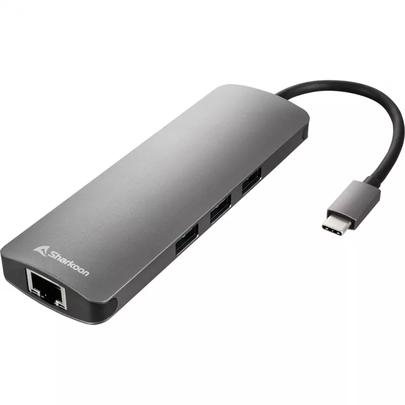 Sharkoon USB 3.0 Type-C combo-adapter interfacekaarten/adapters HDMI, RJ-45, USB 3.2 Gen 1 (3.1 Gen 1)
