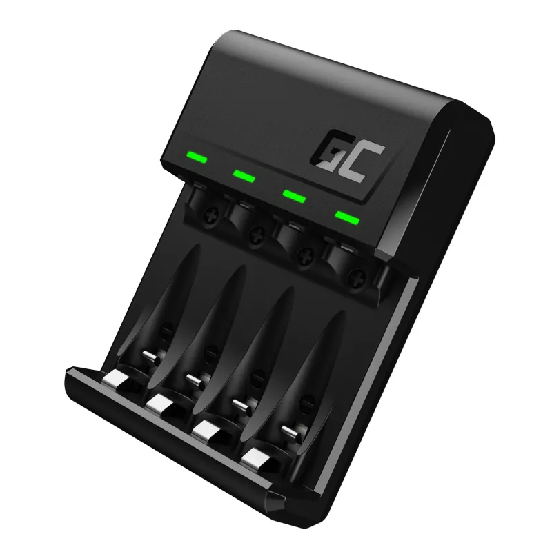Batterijlader Green Cell GC VitalCharger USB, 4 slots, AA/AAA, USB-gevoed, zwart