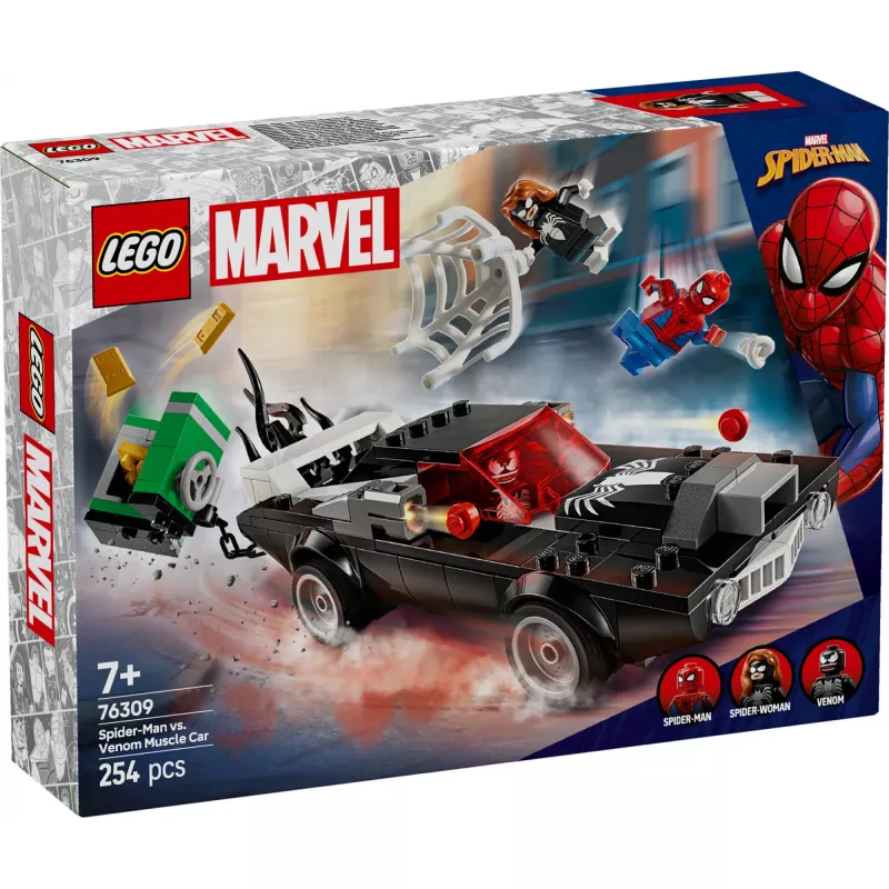 LEGO Marvel Super Heroes Spider-Man vs. Venom musclecar-bouwset 76309 — 254 onderdelen, 3 minifiguren, leeftijd 7+