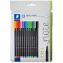 Fineliner Staedtler 334 C12 superfine zwart blauw groen grijs lichtblauw lichtgroen oranje roze rood violet geel 12 stuks