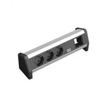 Verlengsnoer Bachmann 3x Schuko 1x GST18 zwart zilver