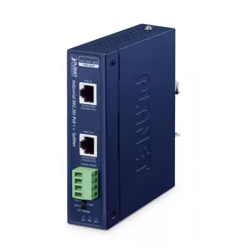 PLANET IP30 Industriële enkelpoorts 10Gbps 802.3bt PoE++ splitter 24V