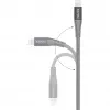 USB 2.0 adapterkabel, USB-C-stekker > Lightning-stekker (zilver/grijs, 1 meter, PD, omhuld)