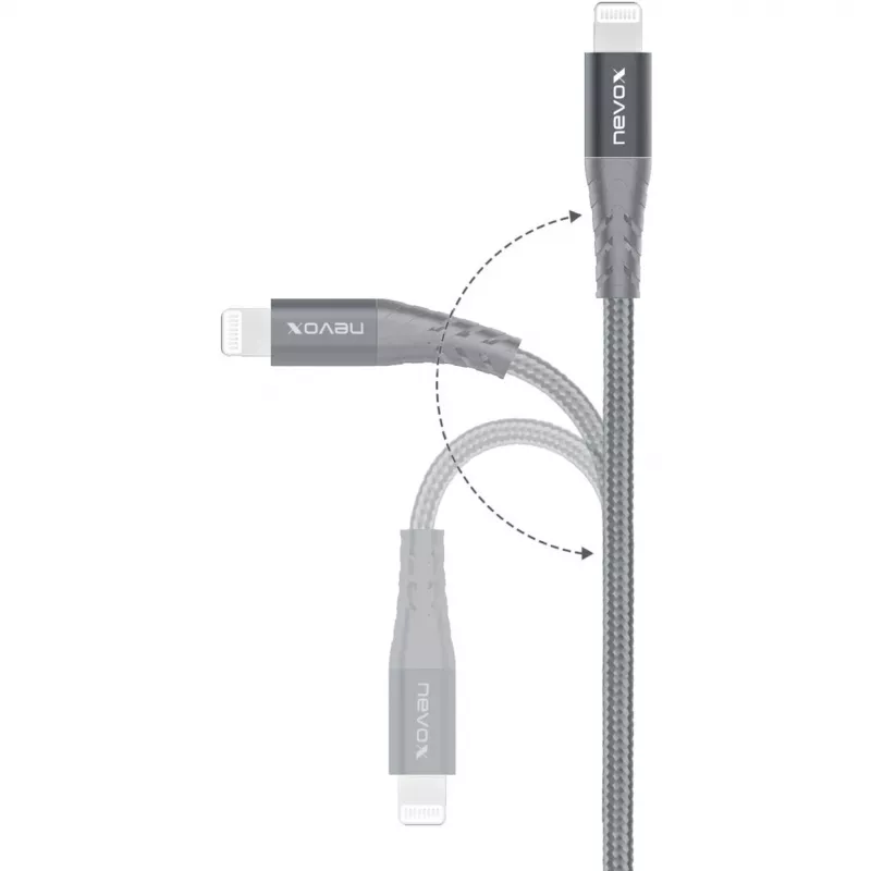USB 2.0 adapterkabel, USB-C-stekker > Lightning-stekker (zilver/grijs, 1 meter, PD, omhuld)
