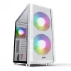 PC-behuizing MODECOM AMIRANI ARGB Midi Tower wit — ATX/ITX, 35 cm GPU, 16,5 cm CPU-koeler, 2x 200 mm ventilatoren