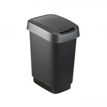 Afvalemmer Rotho Twist 50 L rechthoekig polypropyleen, 50 L, 602×298×401 mm, zwart