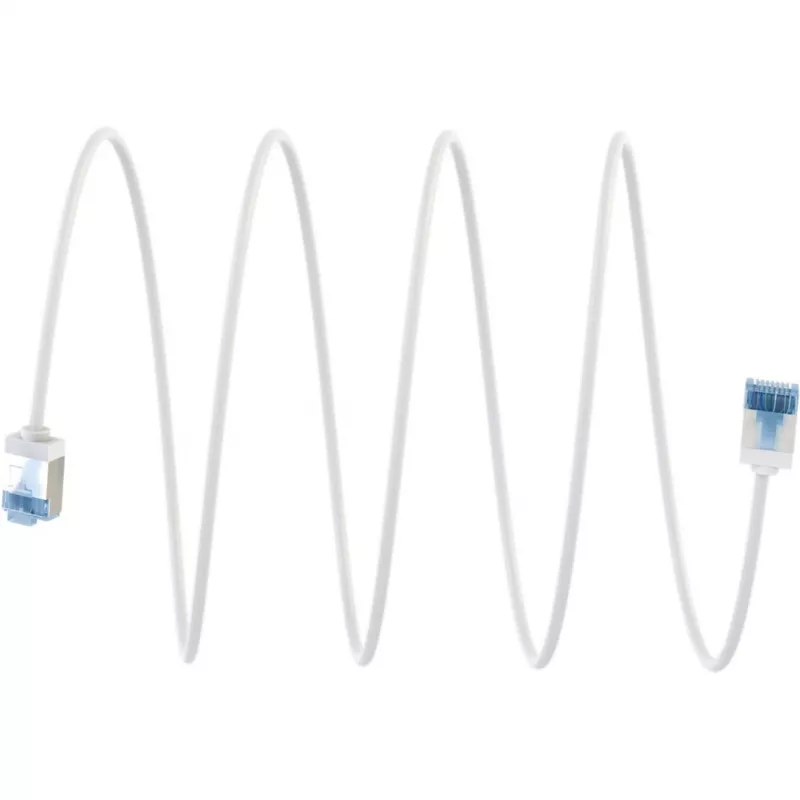 Ultra-flexibele Cat.6a patchkabel slank, U/FTP (wit, 0,5 meter, extra korte stekker)