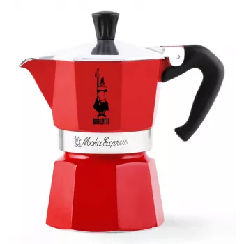 Handmatige mokakan BIALETTI 4941 rood — Turkse espressokan van aluminium voor het fornuis, 0,05 L