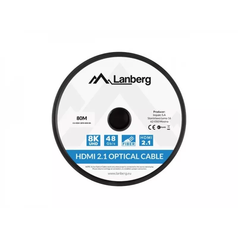 HDMI-KABEL M/M V2.1 80M 8K ZWART OPTISCH AOC LANBERG