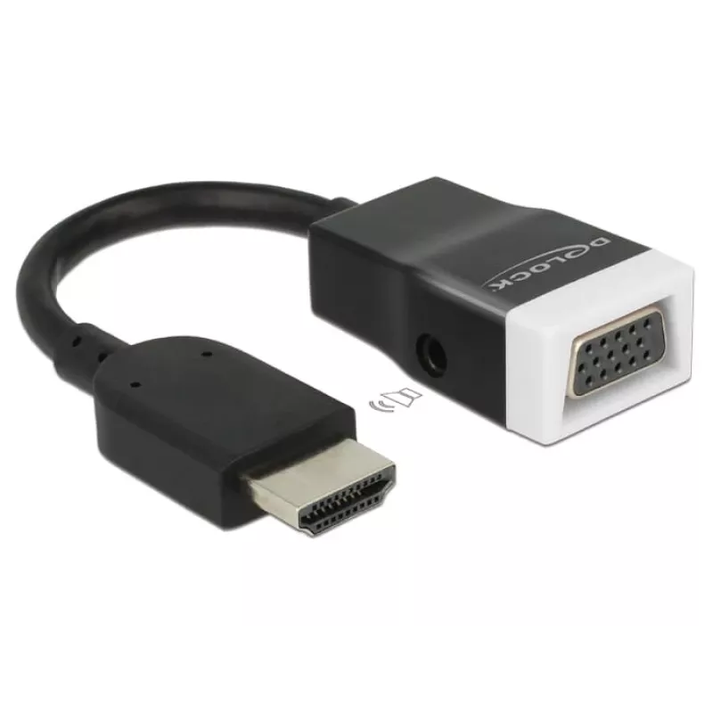 Delock 65587 adapter HDMI-A male naar VGA (D-Sub 15) female met audio, zwart/wit