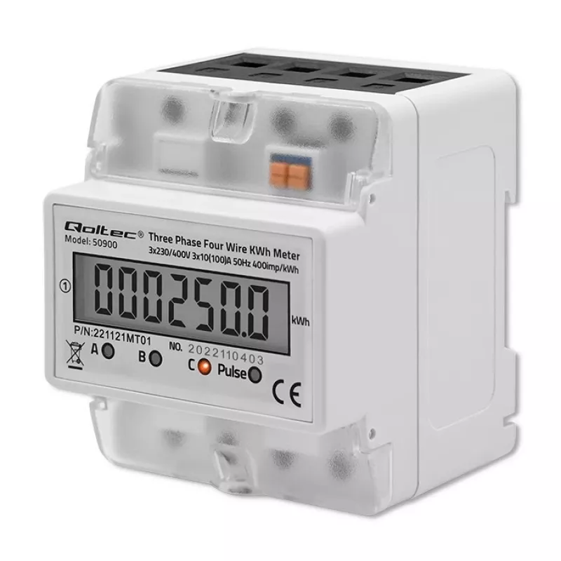 Driefasige elektronische energiemeter QOLTEC 50900 400V LCD 4P