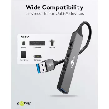 Goobay USB-hub 74456 Type-A 5000 Mbit/s lichtgrijs