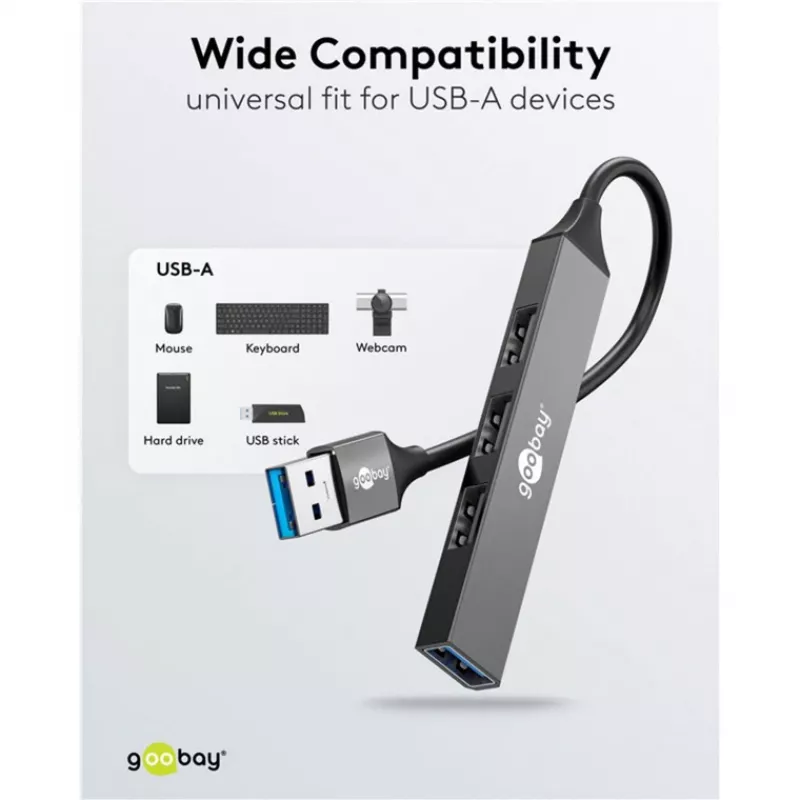 Goobay USB-hub 74456 Type-A 5000 Mbit/s lichtgrijs