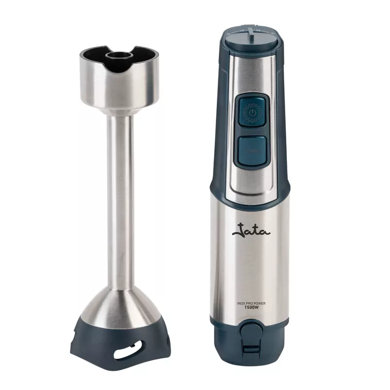 Jata JEBT1854 staafmixer, 1500 W, 14500 tpm, roestvrijstalen messen, Turbo, roestvrij staal / grijs