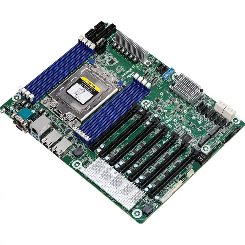 ASRock WRX80D8-2T ATX server-moederbord, AMD WRX80 chipset, socket sWRX8, 8x DDR4 DIMM, 12x SATA III, 3x RJ-45