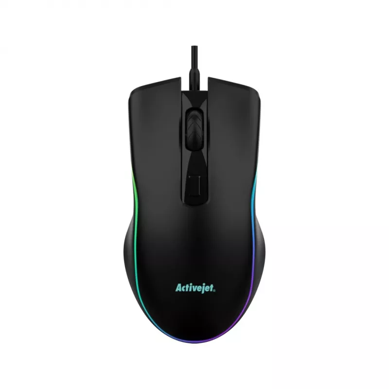 Bedrade verwarmde gaming-muis ActiveJet AMY-W390 — dubbelhandig, optisch 2000 DPI, USB Type-A, 4 knoppen, zwart