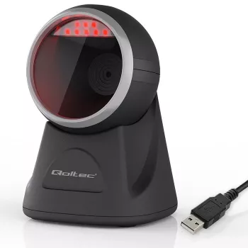 Qoltec tafel-barcodescanner voor 1D- en 2D-codes, QR-scanner, zwart