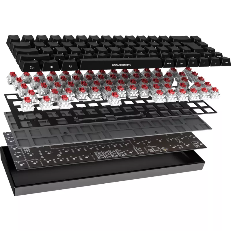 Deltaco GAM-100-DE - 65% - USB + Bluetooth - mechanische switch - QWERTZ - RGB-LED - zwart