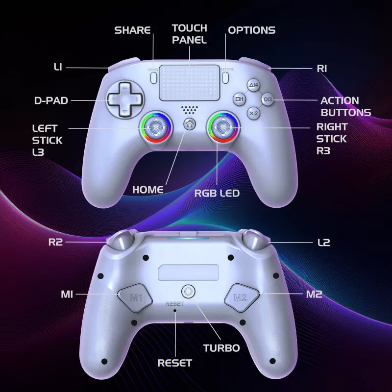 Gamepad Subsonic PS5 draadloze LED-controller wit D-pad Home Opties Delen